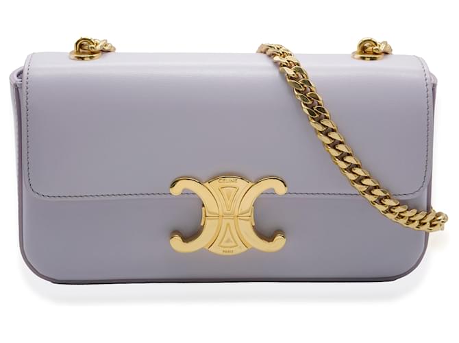 Celine Celine Light Lavender Shiny Calfskin Triomphe Chain Bag Purple Leather ref.1525962 Joli Closet