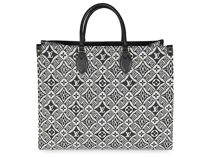 Louis Vuitton Gris Jacquard Depuis 1854 Onthego GM Toile Noir Blanc  ref.1525972