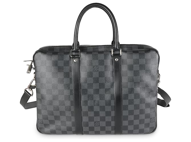 Porte-documents de voyage PM en toile Damier Graphite Louis Vuitton Marron Noir  ref.1525973