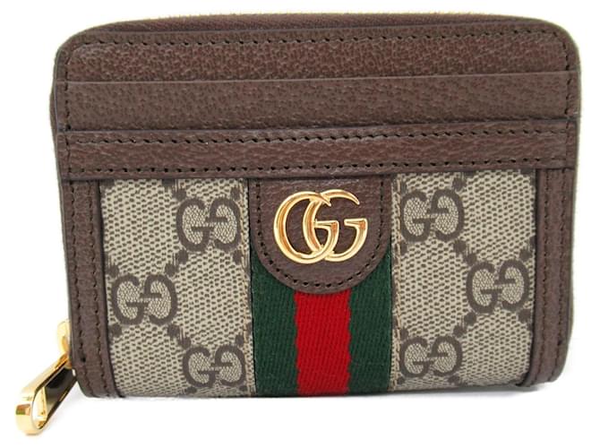 Porte-monnaie Gucci en beige et marron Cuir Toile  ref.1526028