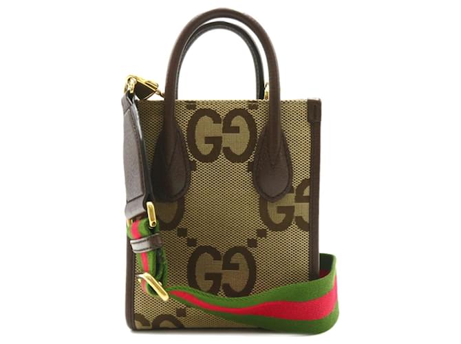 Borsa a Spalla Gucci Jumbo GG 2 Vie Marrone Beige Pelle Tela  ref.1526031