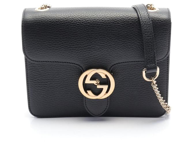 Sac à épaule Interlocking G de GUCCI Cuir Noir  ref.1526035