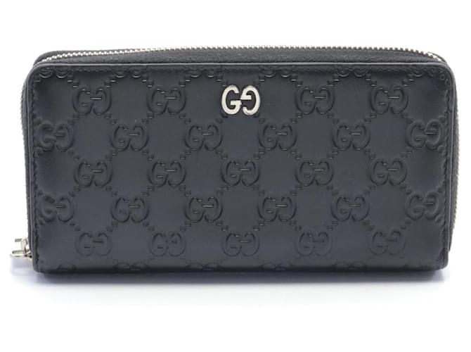 Portefeuille long rond Guccissima de Gucci Cuir Noir  ref.1526040