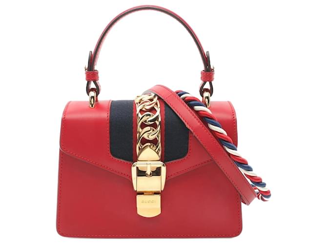 Sac à main Gucci Sylvie Sherry Line Cuir Rouge Multicolore  ref.1526063