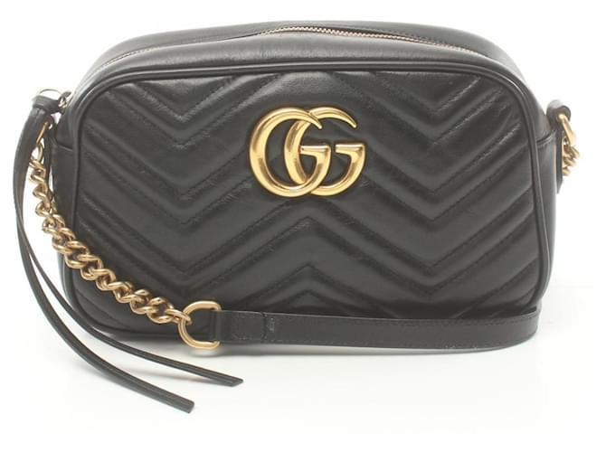 Bolso de Hombro Gucci GG Marmont Negro Cuero  ref.1526070