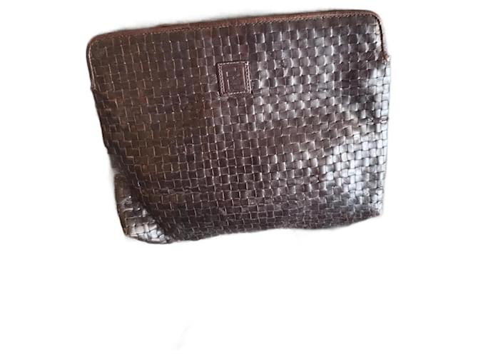 Fendi Sangle en cuir tressé Marron foncé  ref.1526074