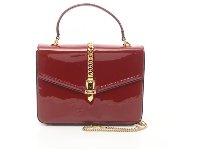 Sac à main Gucci Sylvie 1969 Cuir vernis Rouge  ref.1526096