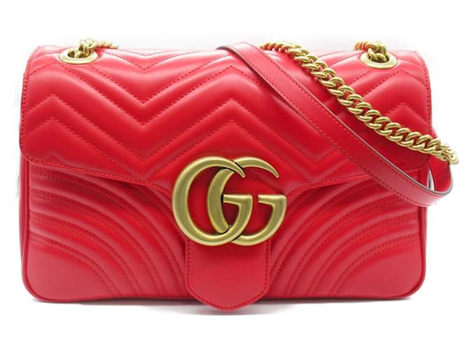 Gucci GG Marmont Medium Shoulder Bag Red Leather  ref.1526110