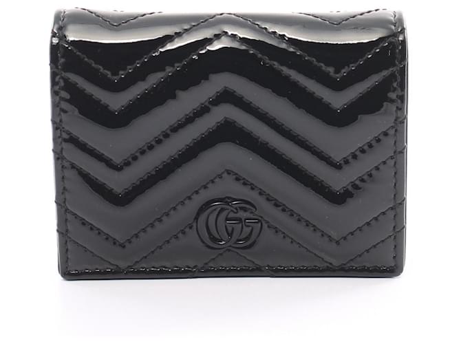 Portefeuille bi-fold Gucci GG Marmont Cuir vernis Noir  ref.1526121