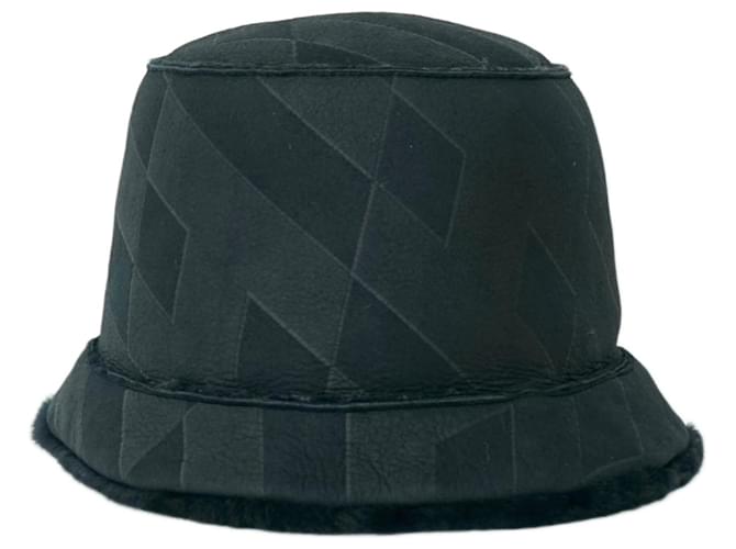 Chapeau seau en shearling Hermès Suede Fourrure Noir  ref.1526128