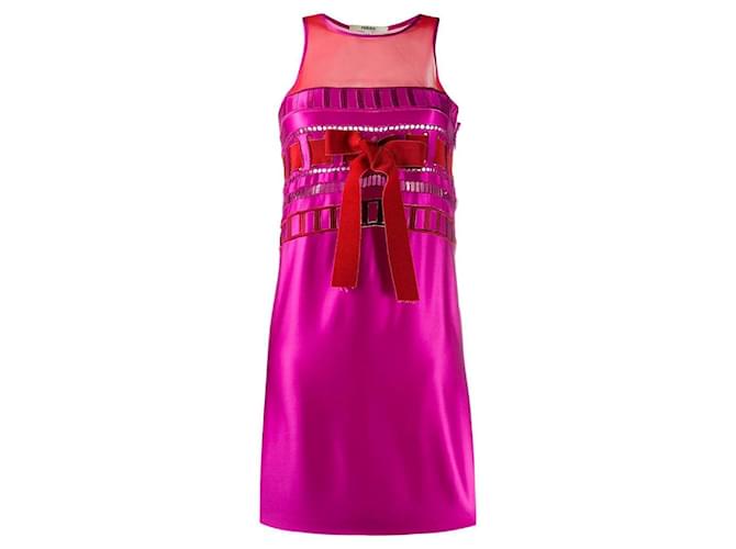 Robe en soie fuchsia et rouge de Gianfranco Ferré Sable Fuschia  ref.1526175