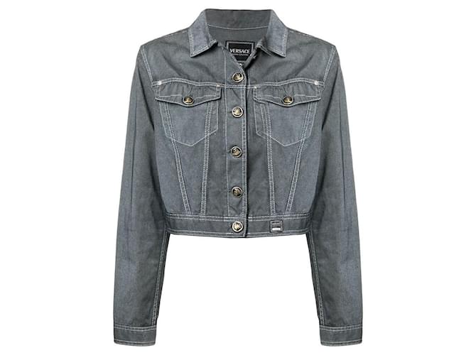 Veste en denim grise Versace  ref.1526186