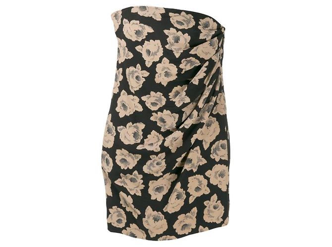 Emanuel Ungaro Top in seta nera floreale Ungaro Nero Beige Sabbia
