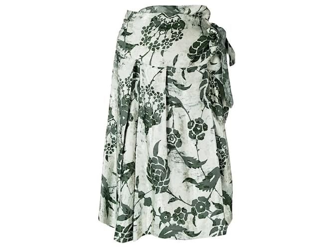 Dries Van Noten Grey Floral Skirt Green Sand  ref.1526197