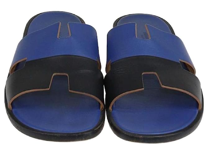 Hermès Hermes Blue/Black Izmir Sandals Leather  ref.1526283