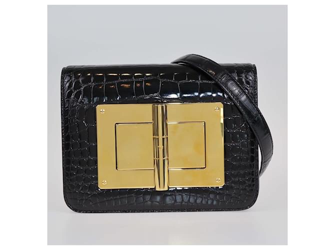 Sac à épaule Medium Natalia en alligator noir brillant Tom Ford Cuirs exotiques  ref.1526292