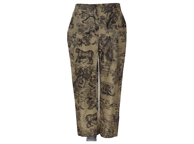 Pantalons droits imprimés marron Christian Dior Coton  ref.1526325