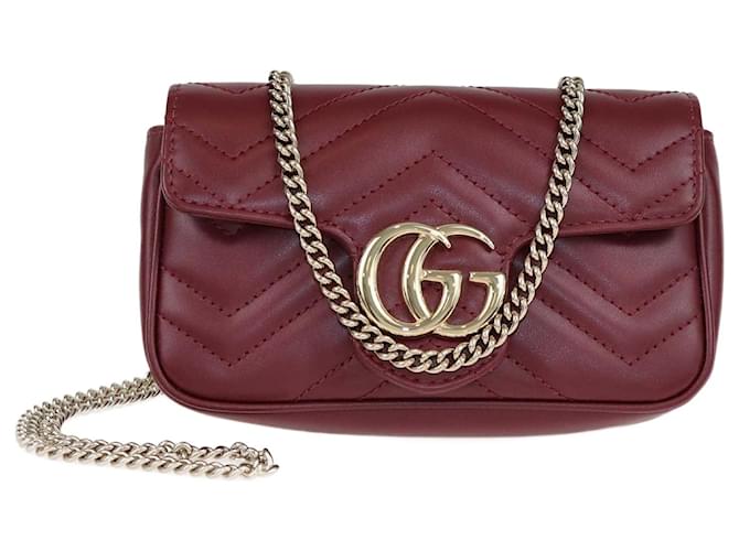 Gucci Red Matelasse Super Mini GG Marmont Bag Leather  ref.1526341