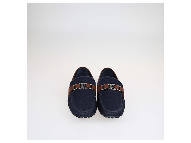 Mocassins Hockenheim Louis Vuitton bleu foncé/marron Cuir  ref.1526354