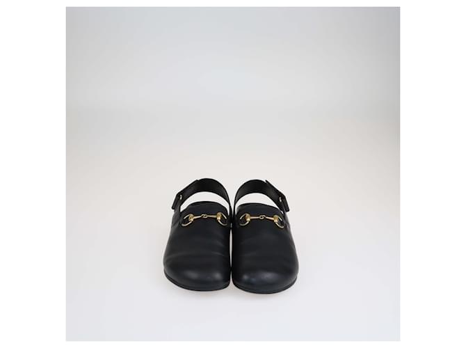 Mocassin à talon Gucci Black River avec mors Cuir Noir  ref.1526385