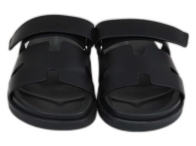Hermès Hermes Black Chypre Flat Sandals