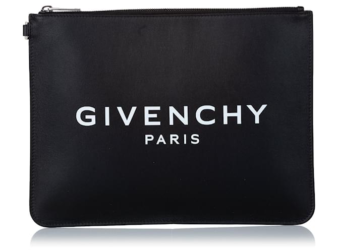 Black Givenchy Logo Leather Clutch Bag  ref.1526404