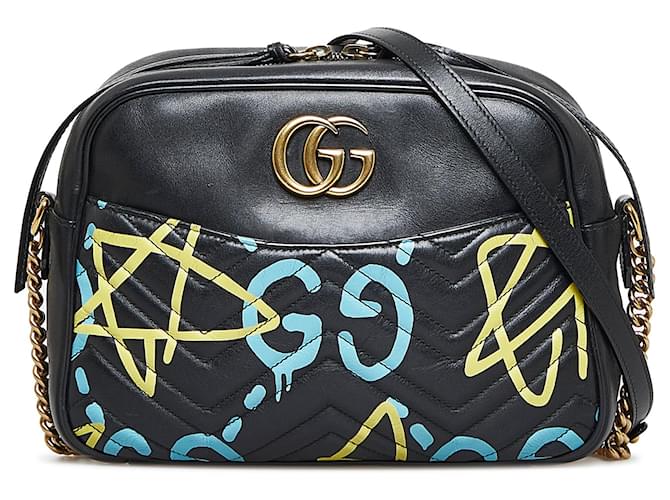 Bolsa transversal GG Marmont Gucci Ghost preta Preto Couro  ref.1526406