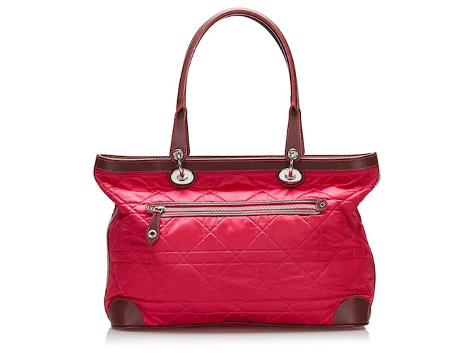 Sac tote en nylon Cannage rouge Dior Cuir  ref.1526442