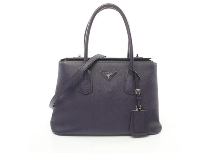 Bolso de satchel doble de cuero Saffiano púrpura de Prada con cierre de palanca  ref.1526477