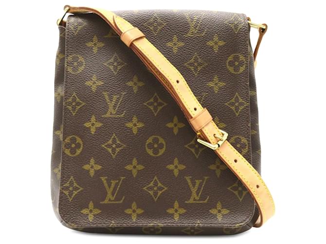 Bolso de hombro Musette Salsa en monograma marrón de Louis Vuitton con correa corta Castaño Lienzo  ref.1526497