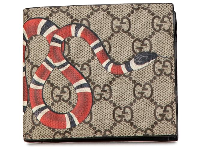 Petit portefeuille Gucci GG Supreme King Snake gris Toile  ref.1526501