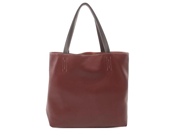 Red Hermès Bicolor Clemence Double Sens 45 Tote Bag Leather  ref.1526519