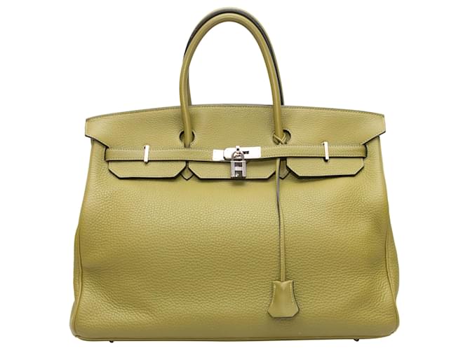 Sac à main Birkin 40 en cuir Clémence Vert Chartreuse d'Hermès  ref.1526532