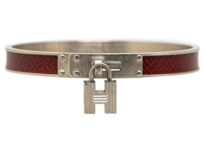 Bracciale in pelle rossa Hermès Kelly Cadena Lock Rosso  ref.1526543