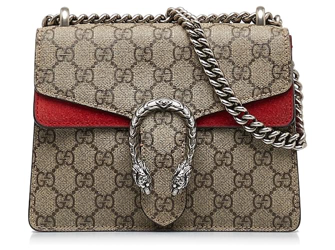 Bolsa transversal Gucci Mini GG Supreme Dionysus marrom Couro  ref.1526577