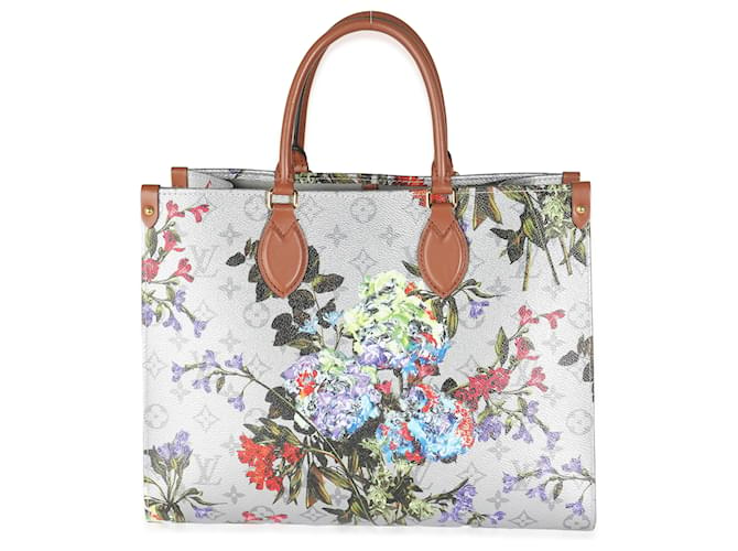 Louis Vuitton Canvas Monograma Metálico Prateado LV Garden Onthego MM Prata Lona  ref.1526662