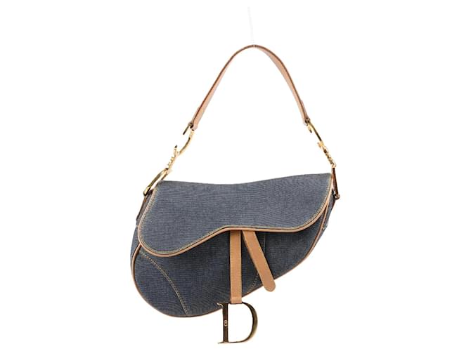 CHRISTIAN DIOR Classic Saddle Shoulder Bag in Denim Navy blue ref.1526719 Joli Closet