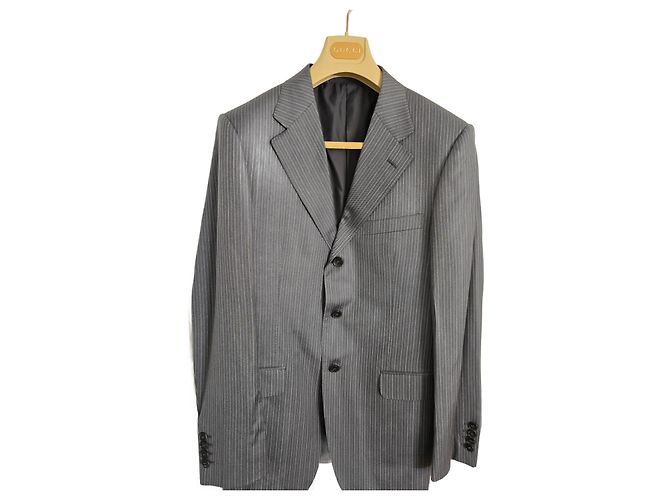 Gucci Men's Suit Dark Grey Wool Silk