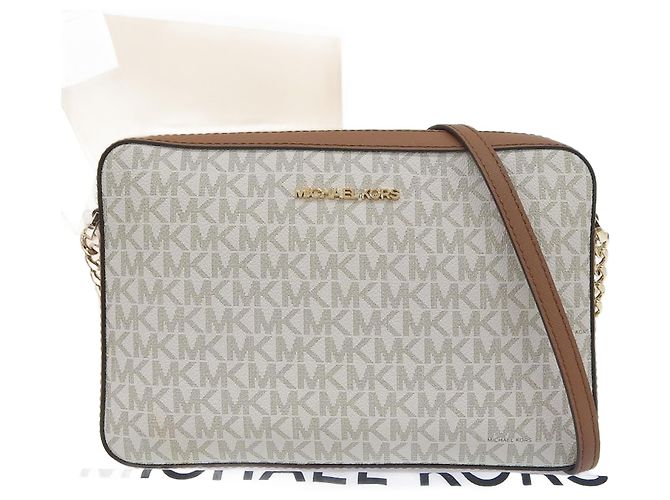 Bolsa de ombro com logo Michael Kors Branco/Marron Marrom