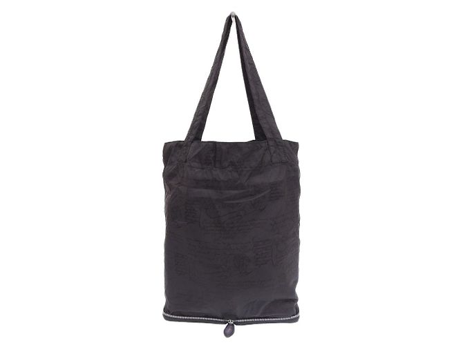 Autre Marque Berluti Calligraphy Leder Nylon Eco Handtasche Grau