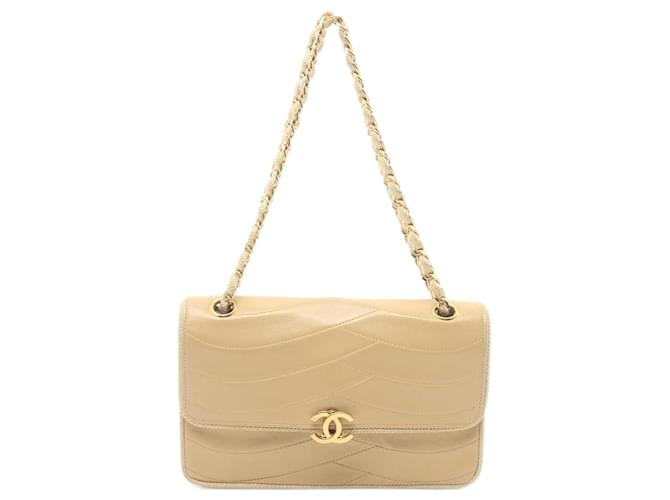 Bolsa de Ombro Chanel Coco Mark Bege Couro  ref.1528004