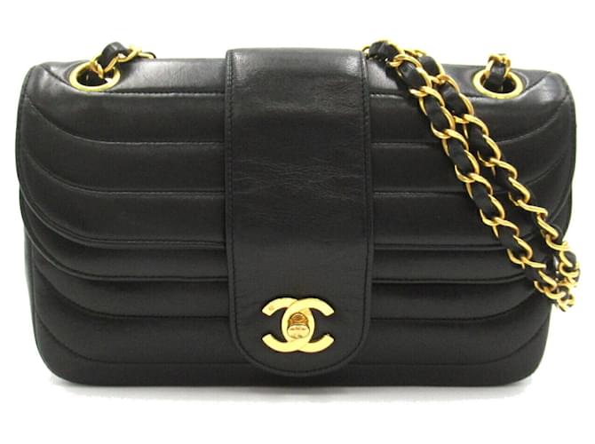 Bolsa de ombro com corrente Mademoiselle da Chanel Preto Couro  ref.1528055