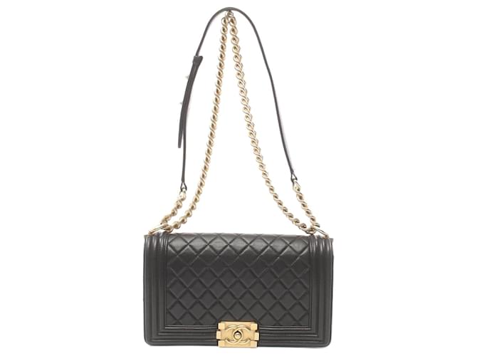 Bolso de Hombro Matelassé Boy de Chanel Negro Cuero  ref.1528057