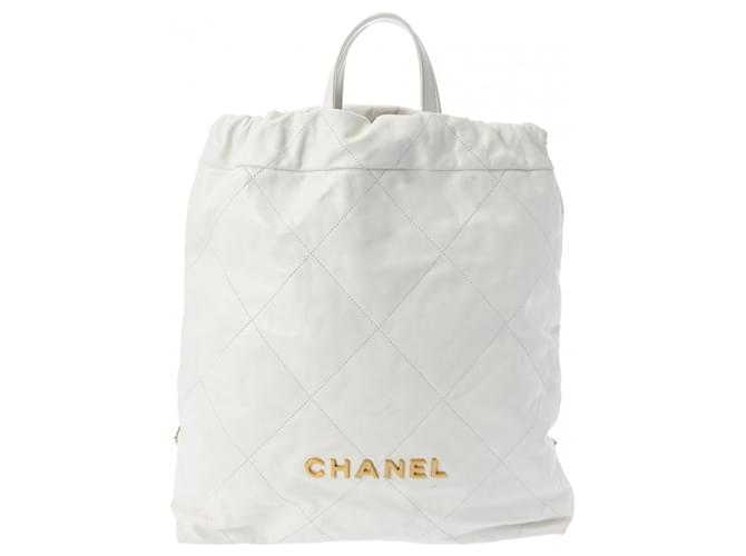 Chanel CHANEL 22 White Leather  ref.1528073