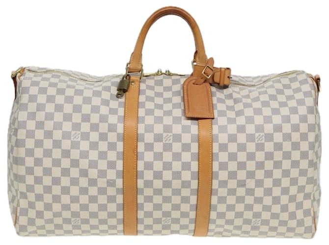 Louis Vuitton Keepall Bandoulière 55 Toile Blanc  ref.1528380