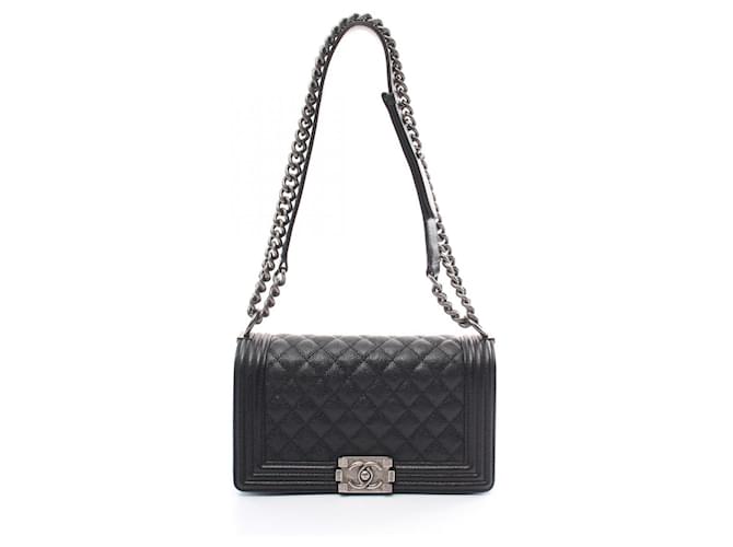 Chanel Boy Chanel Matelasse Shoulder Bag Black Leather  ref.1528469