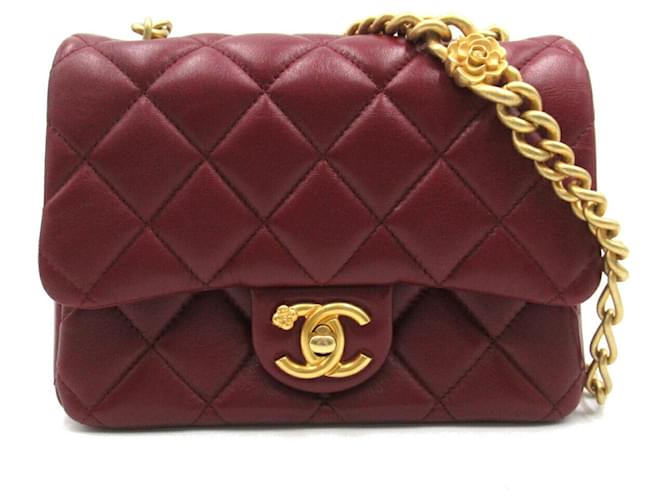 Sac à épaule Chanel Matelassé avec chaîne Cuir Bordeaux  ref.1528571