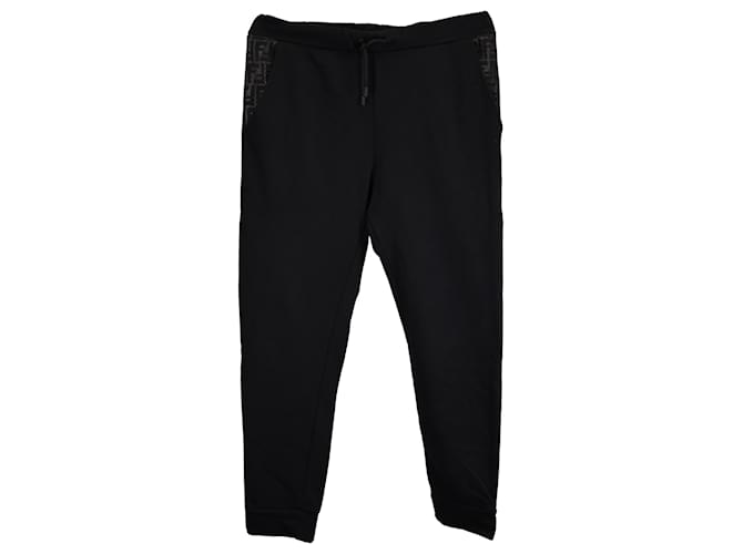 Pantalons de survêtement à cordon Fendi en coton noir  ref.1528626