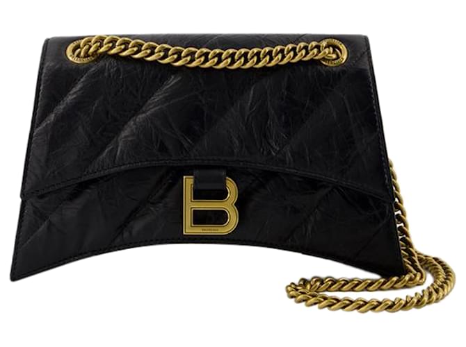 Crush Chain S Shoulder Bag - Balenciaga - Leather - Black Pony-style calfskin  ref.1528716