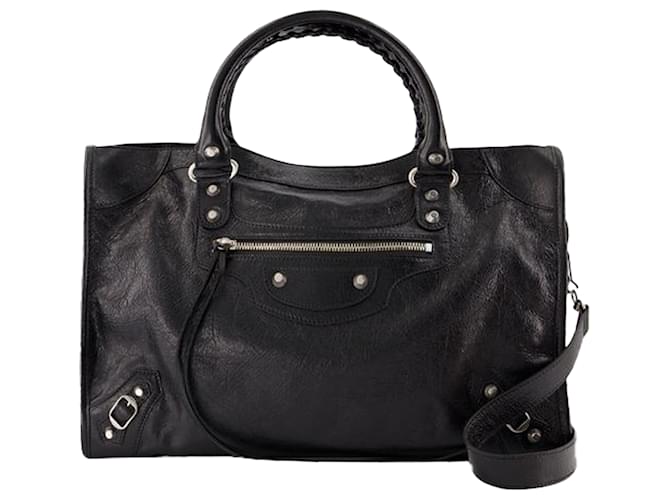 Le City M Purse Balenciaga Leather Black Lambskin ref.1528718 Joli Closet